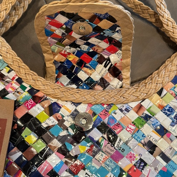 Hand Crafted Multicolored Candy Wrapper Bag by Kultura New With Tags - Picture 6 of 13